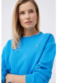 Polo Ralph Lauren bluza damska kolor niebieski gładka. Typ kołnierza: polo. Kolor: niebieski. Wzór: gładki #3