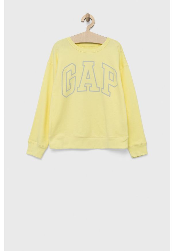 GAP bluza dziecięca kolor żółty z nadrukiem. Kolor: żółty. Wzór: nadruk