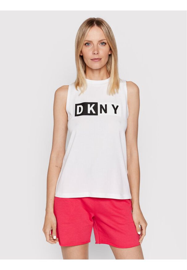 DKNY Sport Top DP8T5892 Biały Regular Fit. Kolor: biały. Materiał: bawełna. Styl: sportowy