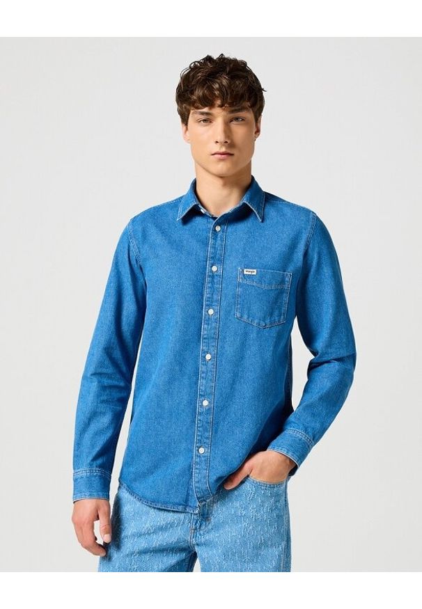 Wrangler - WRANGLER MĘSKA KOSZULA 1 PKT SHIRT MID STONE 112357191