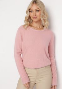 Born2be - Ciemnoróżowy Puchaty Sweter ze Ściągaczami Havinna. Kolor: różowy #3