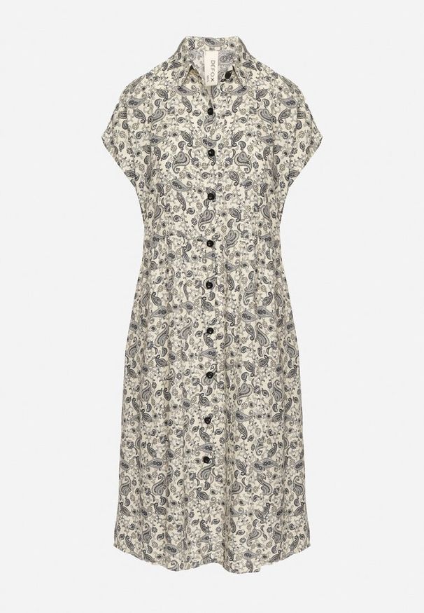 Born2be - Czarna Sukienka Bawełniana Koszulowa we Wzór Paisley Aelluria. Kolor: czarny. Materiał: bawełna. Wzór: paisley. Typ sukienki: koszulowe