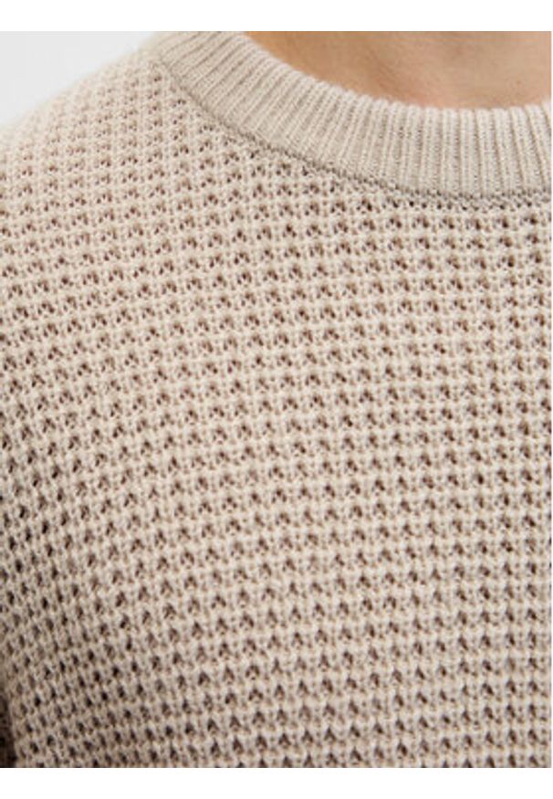 Jack & Jones Sweter Global 12287594 Beżowy Regular Fit. Kolor: beżowy. Materiał: syntetyk, bawełna