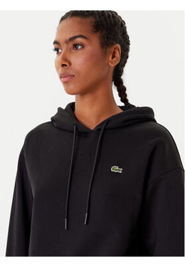 Lacoste Bluza SF7612 Czarny Oversize. Kolor: czarny. Materiał: bawełna