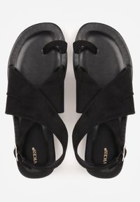 Born2be - Czarne Płaskie Sandały VICES z Imitacji Zamszu z Paskiem na Duży Palec Zepae. Okazja: do pracy, na co dzień. Zapięcie: pasek. Kolor: czarny. Materiał: zamsz. Sezon: lato. Styl: elegancki, klasyczny, casual #4