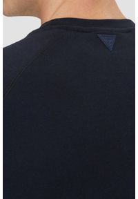Guess - GUESS Granatowa męska bluza New Aldwin. Kolor: niebieski. Materiał: materiał, poliester, bawełna. Wzór: bez wzorów