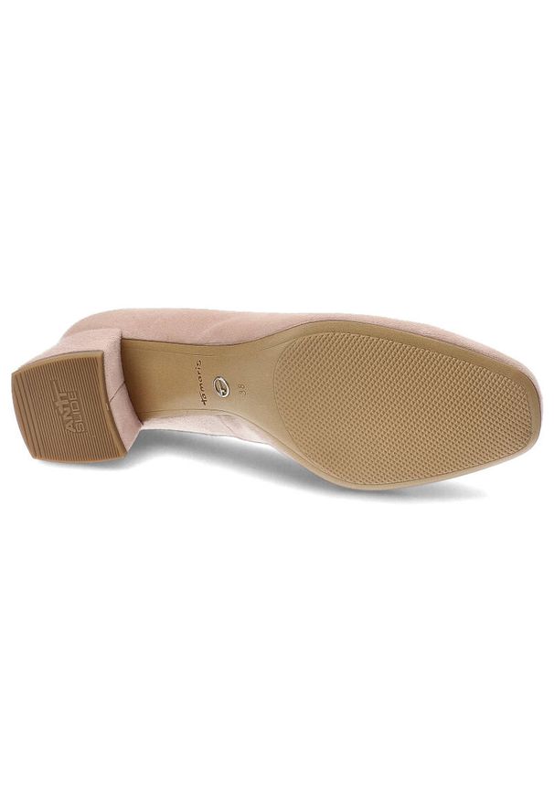 Różowe Czółenka Tamaris Eleganckie Obuwie Damskie. Okazja: na spotkanie biznesowe, na co dzień. Zapięcie: klamry. Kolor: różowy. Materiał: zamsz. Obcas: na obcasie. Styl: elegancki. Wysokość obcasa: średni