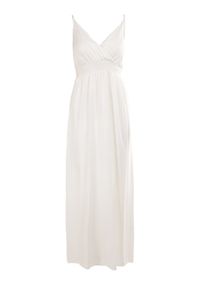 Born2be - Biała Sukienka Cadole. Kolor: biały. Materiał: bawełna. Długość rękawa: na ramiączkach. Typ sukienki: kopertowe. Styl: wakacyjny. Długość: maxi #5
