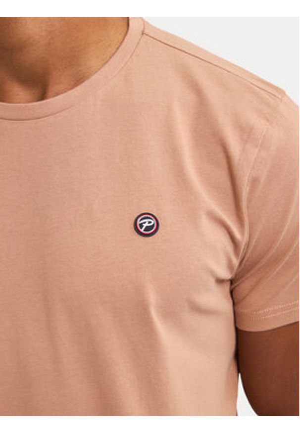 Petrol Industries T-Shirt M-ROS-TSR002 Beżowy Regular Fit. Kolor: beżowy. Materiał: bawełna