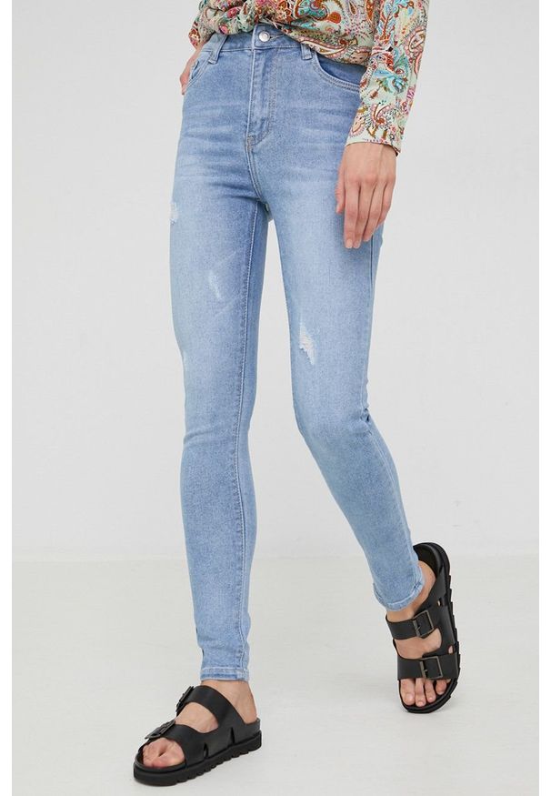 Answear Lab jeansy PUSH-UP damskie high waist. Stan: podwyższony. Kolor: niebieski. Styl: wakacyjny