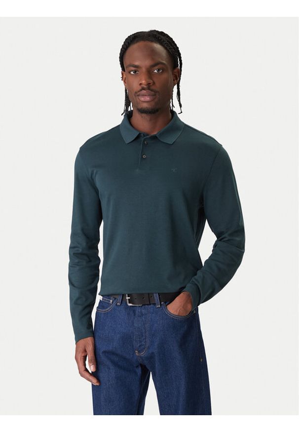 Calvin Klein Polo LV040EM909 Zielony Regular Fit. Typ kołnierza: polo. Kolor: zielony. Materiał: bawełna