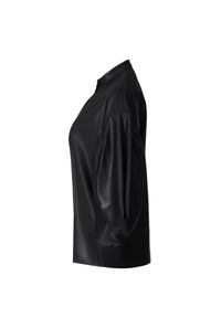 ANIA KUCZYŃSKA - Czarna koszula z wełny Monte. Kolor: czarny. Materiał: wełna. Wzór: geometria
