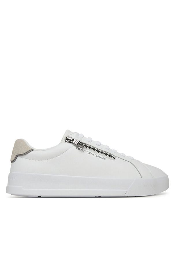 TOMMY HILFIGER - Tommy Hilfiger Sneakersy Th Court Zip FM0FM05730 Biały. Kolor: biały. Materiał: skóra