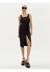Karl Lagerfeld - KARL LAGERFELD Sukienka letnia 241W1303 Czarny Slim Fit. Typ kołnierza: dekolt w karo. Kolor: czarny. Materiał: bawełna. Sezon: lato