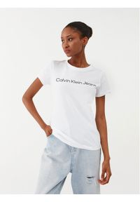 Calvin Klein Jeans T-Shirt J20J220253 Biały Slim Fit. Kolor: biały. Materiał: bawełna #1