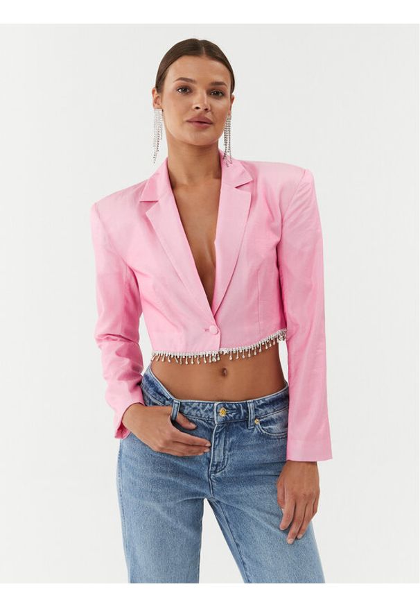 ROTATE Marynarka Sheer 111037465 Różowy Regular Fit. Kolor: różowy. Materiał: wiskoza