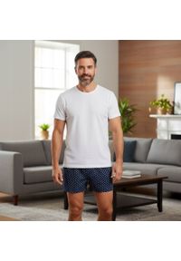 Męskie Bokserki Bawełniane - Pako Jeans - Granat, Drobny Wzór. Kolor: niebieski. Materiał: bawełna #4
