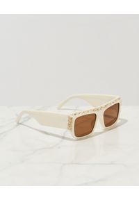 PALM ANGELS - Białe okulary przeciwsłoneczne Casablanca. Kształt: prostokątne. Kolor: biały. Materiał: materiał. Wzór: aplikacja #1