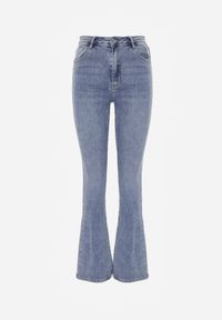 Born2be - Niebieskie Jeansy Dzwony z Bawełny z Wysokim Stanem Nemenphite. Stan: podwyższony. Kolor: niebieski. Styl: elegancki, klasyczny #7