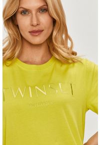 TwinSet - Twinset - T-shirt. Okazja: na co dzień. Kolor: żółty, zielony, wielokolorowy. Materiał: bawełna, dzianina. Wzór: nadruk. Styl: casual, klasyczny #5