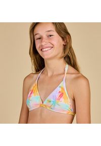 OLAIAN - Góra kostiumu kąpielowego surfingowego dla dzieci Olaian 100 Tea Mixlife. Kolor: żółty. Materiał: poliester, materiał, elastan