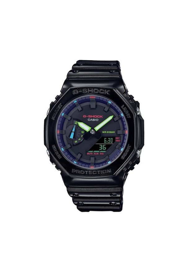 G-Shock Zegarek GA-2100RGB-1AER Czarny. Kolor: czarny
