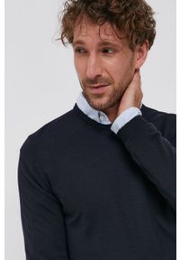 Hugo - Sweter wełniany. Okazja: na co dzień. Kolor: niebieski. Materiał: wełna. Styl: casual #2