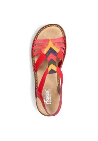 Komfortowe sandały damskie wsuwane z gumkami czerwone Rieker 60804-33. Zapięcie: bez zapięcia. Kolor: czerwony #3