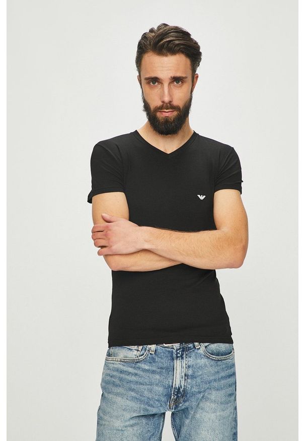 Emporio Armani Underwear - Emporio Armani - T-shirt 110810.CC729. Kolor: czarny. Materiał: dzianina