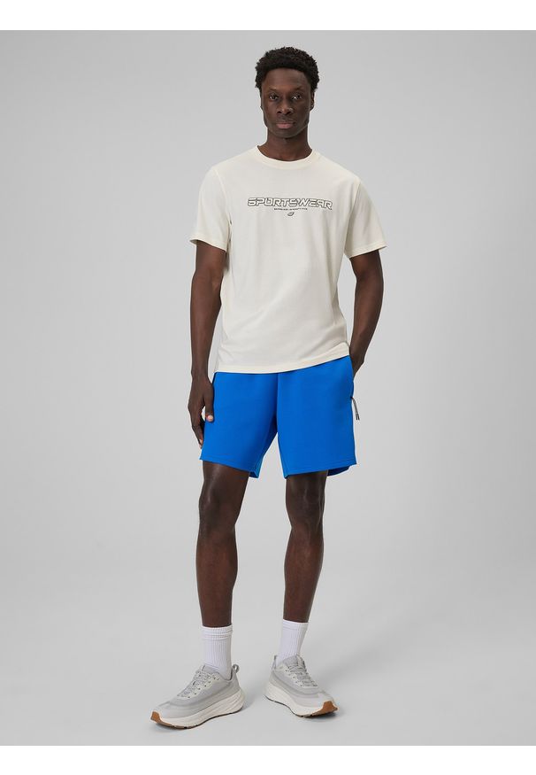 4f - 4F Spodenki dresowe męskie - niebieskie S. Kolor: niebieski. Materiał: dresówka. Długość: do kostek. Sport: fitness