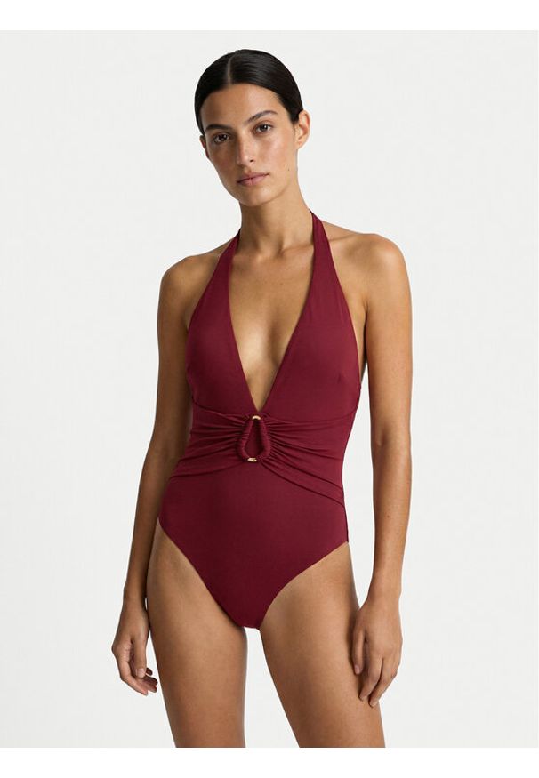 Guess Strój kąpielowy E6GJ16 KF590 Bordowy. Kolor: czerwony. Materiał: syntetyk