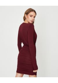 ALEXANDRE VAUTHIER - Bordowa sukienka mini. Kolor: czerwony. Materiał: materiał. Długość rękawa: długi rękaw. Typ sukienki: dopasowane. Styl: klasyczny. Długość: mini #6