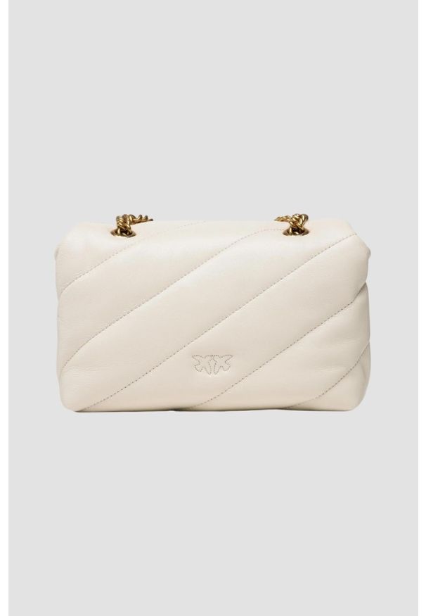 Pinko - PINKO Biała torebka damska Love Puff Mini CL. Kolor: biały. Materiał: pikowane. Styl: casual, klasyczny, elegancki