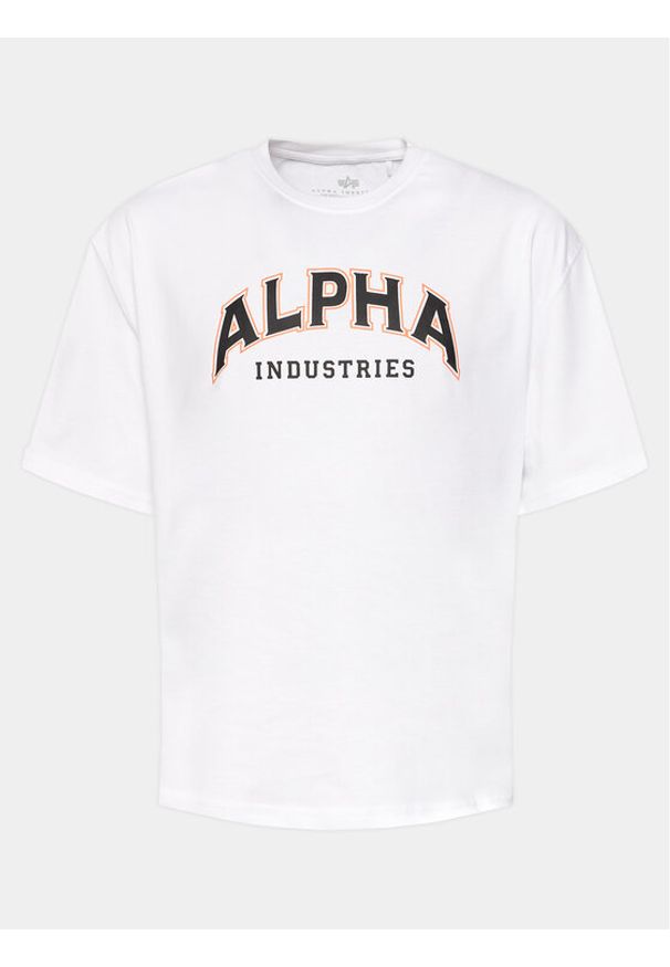 Alpha Industries T-Shirt College 146501 Biały Relaxed Fit. Kolor: biały. Materiał: bawełna