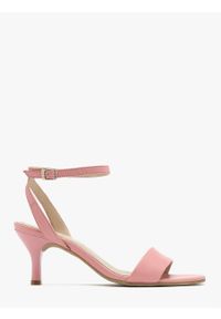 Ryłko - Różowe sandały na szpilce GWEN. Kolor: różowy. Materiał: skóra. Obcas: na szpilce. Wysokość obcasa: średni