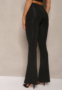 Renee - Czarne Elastyczne Spodnie o Kroju Dzwonów High Waist z Modelującego Materiału Ivolea. Stan: podwyższony. Kolor: czarny. Materiał: materiał