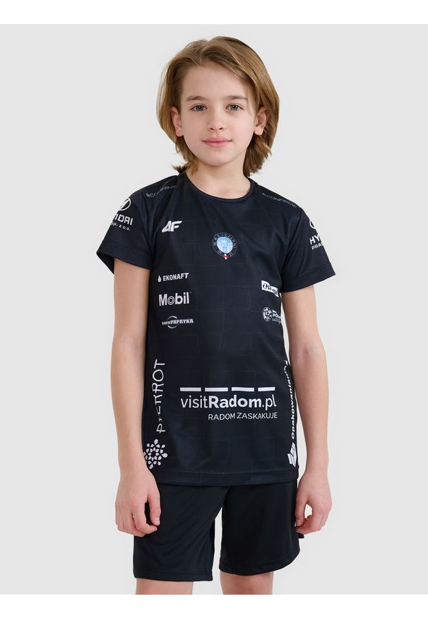 4f - 4F Koszulka meczowa replika domowa z sezonu 2024/25 dziecięca 4F x Czarni Radom - multikolor 110/116. Okazja: do domu. Kolor: wielokolorowy. Materiał: dzianina, włókno, materiał, syntetyk. Wzór: gładki, ze splotem. Sezon: lato. Styl: klasyczny, sportowy