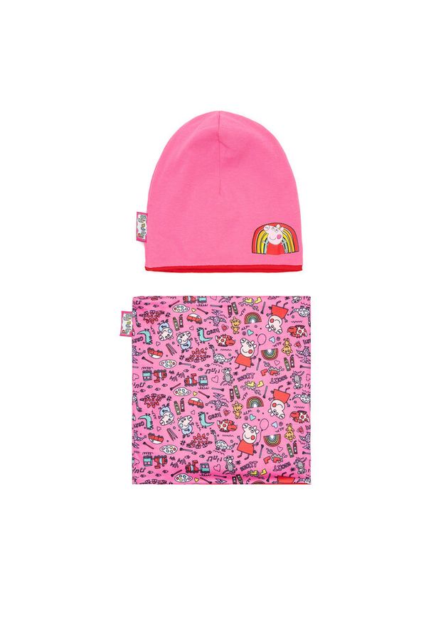 Komplet czapka i komin Peppa Pig. Kolor: różowy