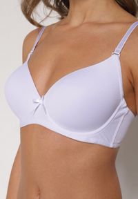 Renee - Biały Gładki Biustonosz o Klasycznym Fasonie Zdobiony Kokardką Caloris. Kolor: biały. Wzór: aplikacja, gładki #2