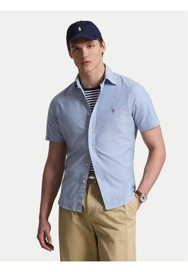 Polo Ralph Lauren Koszula 710850782001 Błękitny Custom Fit. Typ kołnierza: polo. Kolor: niebieski. Materiał: bawełna