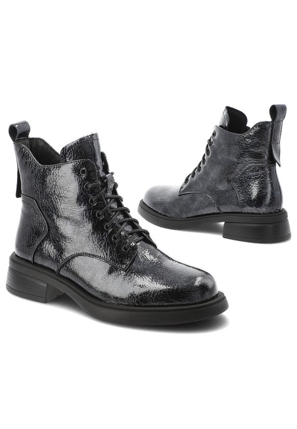 Niebieskie Botki S.Barski Ocieplane Buty Damskie. Okazja: na co dzień. Zapięcie: sznurówki. Kolor: niebieski. Obcas: na obcasie. Styl: klasyczny, casual. Wysokość obcasa: średni