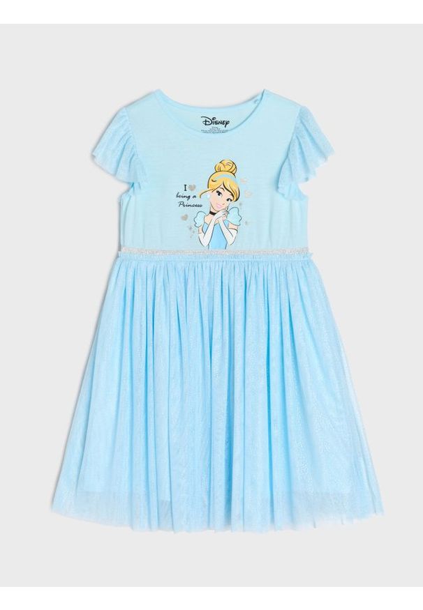 Sinsay - Sukienka Disney Princess - niebieski. Kolor: niebieski. Wzór: motyw z bajki