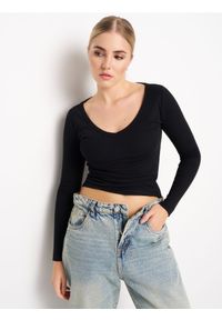 Sinsay - Koszulka z długimi rękawami - czarny. Kolor: czarny. Długość rękawa: długi rękaw. Długość: długie #1