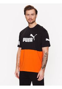 Puma T-Shirt Power Colourblock 673321 Pomarańczowy Relaxed Fit. Kolor: pomarańczowy. Materiał: bawełna #1