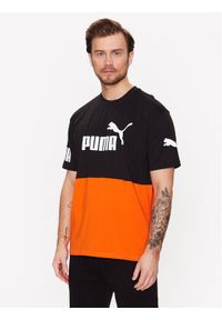 Puma T-Shirt Power Colourblock 673321 Pomarańczowy Relaxed Fit. Kolor: pomarańczowy. Materiał: bawełna