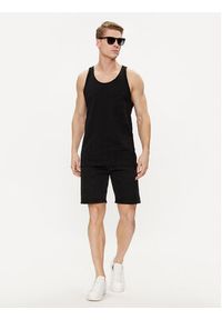 Jack & Jones - Jack&Jones Tank top Tampa Slub 12252180 Czarny Standard Fit. Kolor: czarny. Materiał: bawełna