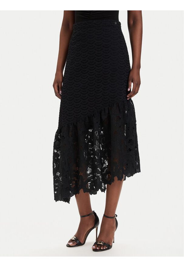 Guess Spódnica midi W6GD40 W1882 Czarny Regular Fit. Kolor: czarny. Materiał: bawełna