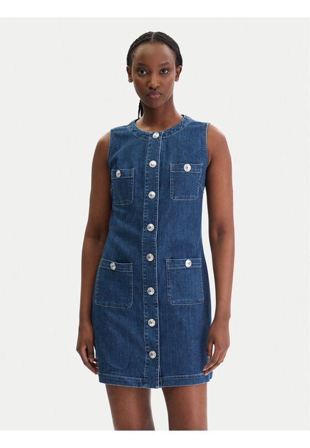 Liu Jo Sukienka codzienna UA6334 D0275 Niebieski Regular Fit. Okazja: na co dzień. Kolor: niebieski. Materiał: bawełna. Typ sukienki: proste. Styl: casual