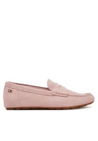 TOMMY HILFIGER - Tommy Hilfiger Mokasyny Flag Soft Suede Driver Loafer FW0FW08558 Różowy. Kolor: różowy. Materiał: skóra, zamsz