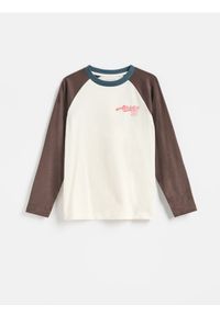 Reserved - Bawełniany longsleeve - złamana biel. Materiał: bawełna. Długość rękawa: długi rękaw #1